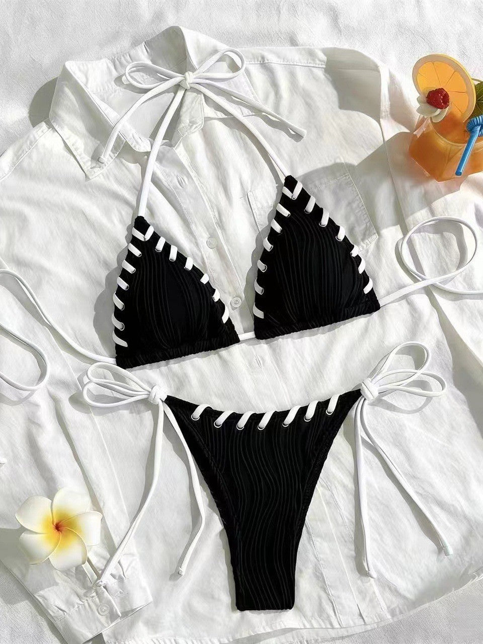 Damen Bikini-Set mit elegantem Rüschendesign und verstellbaren Trägern Drune