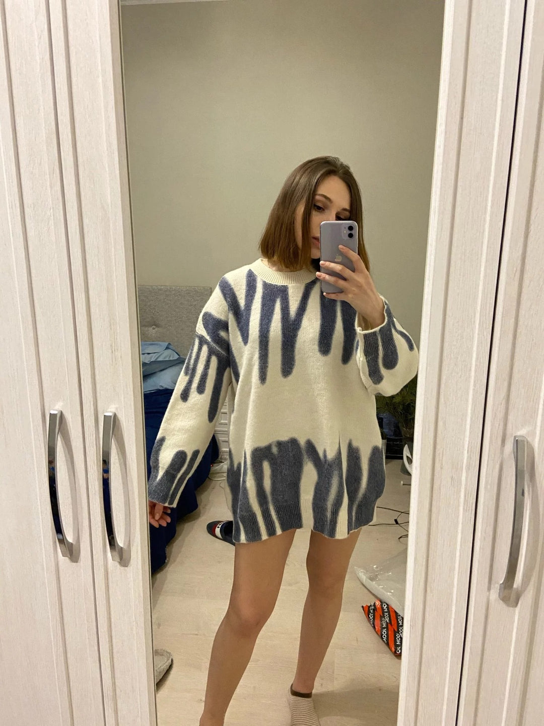 Damen Oversized Pullover mit modernem Farbmustermix und lässigem Schnitt Drune