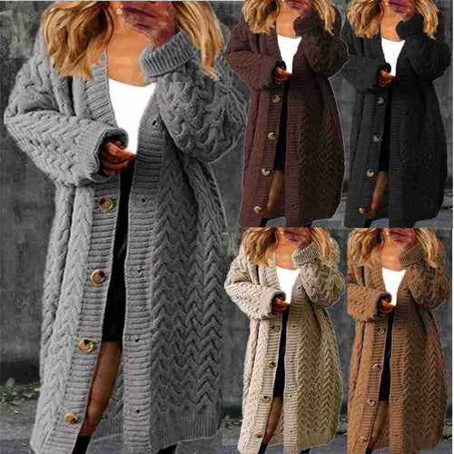 Damen Grobstrick-Cardigan mit eleganten Knopfdetails und strukturiertem Design Drune
