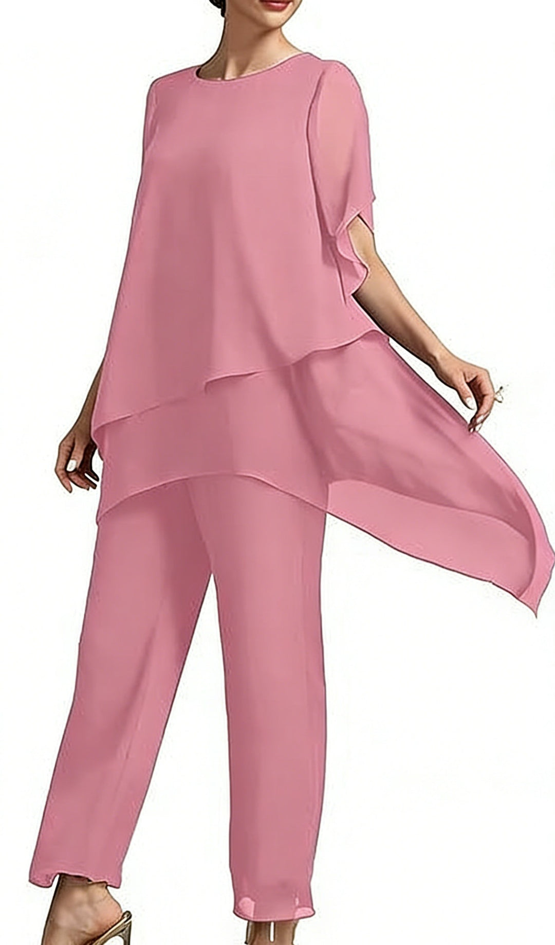 Damen Elegantes Zwei-Teiler-Set mit luftigen Ärmeln und asymmetrischem Saum Drune