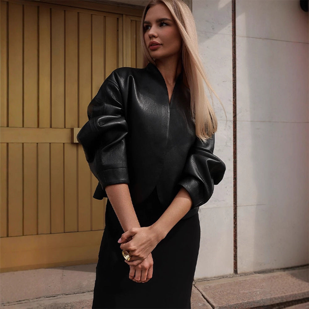 Damen moderne cropped Jacke mit oversized Schnitt Drune
