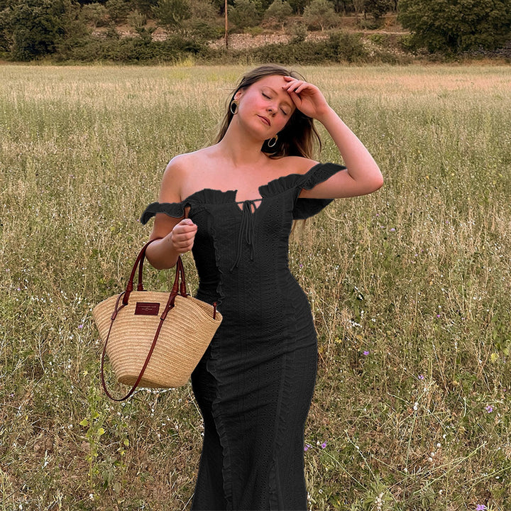 Damen Sommerliches Maxikleid mit Rüschendetails Drune