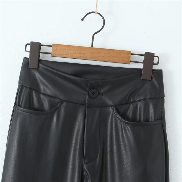 Damen Kunstlederhose mit elegantem Schnitt und charmanten Details Drune
