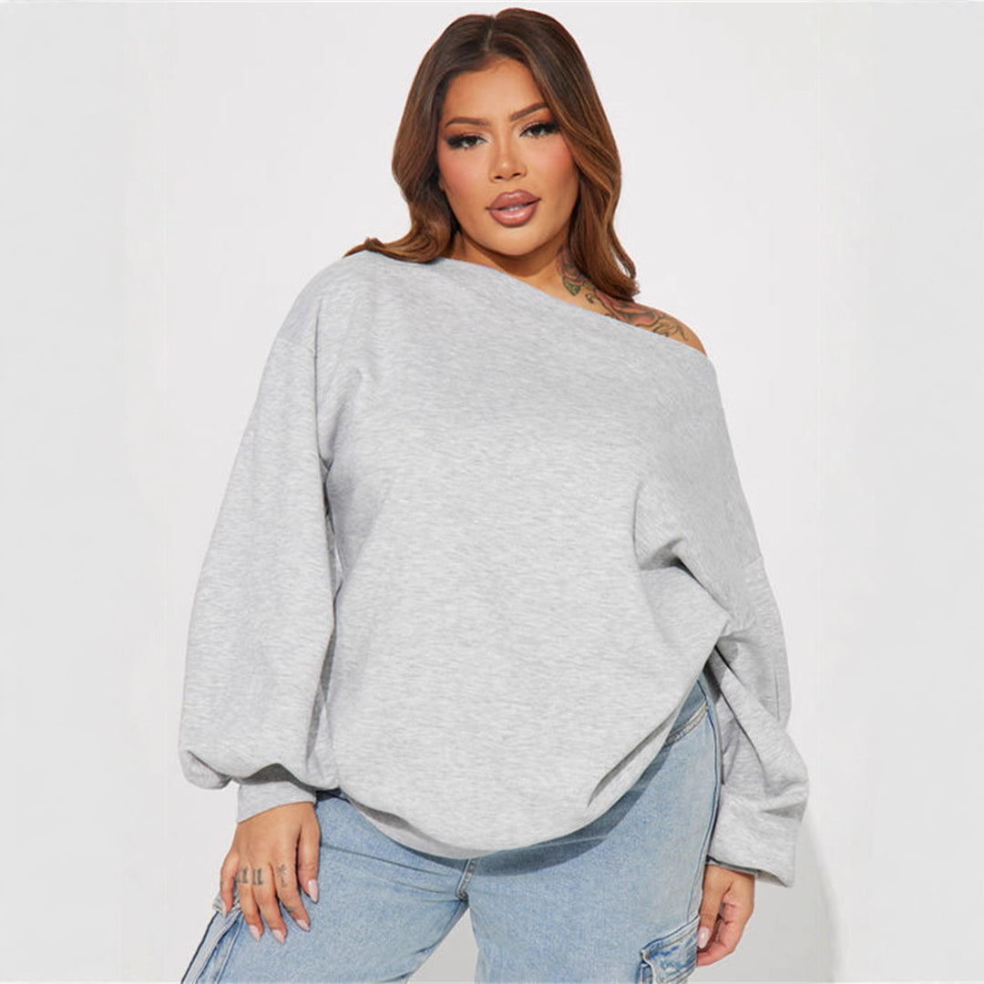Damen lässiger Oversized Sweatpullover mit asymmetrischem Schnitt Drune
