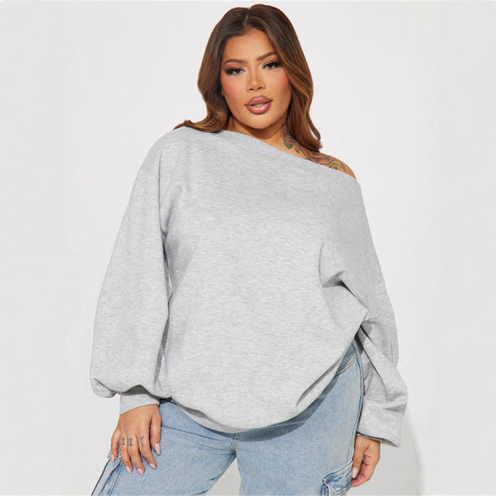 Damen lässiger Oversized Sweatpullover mit asymmetrischem Schnitt Drune