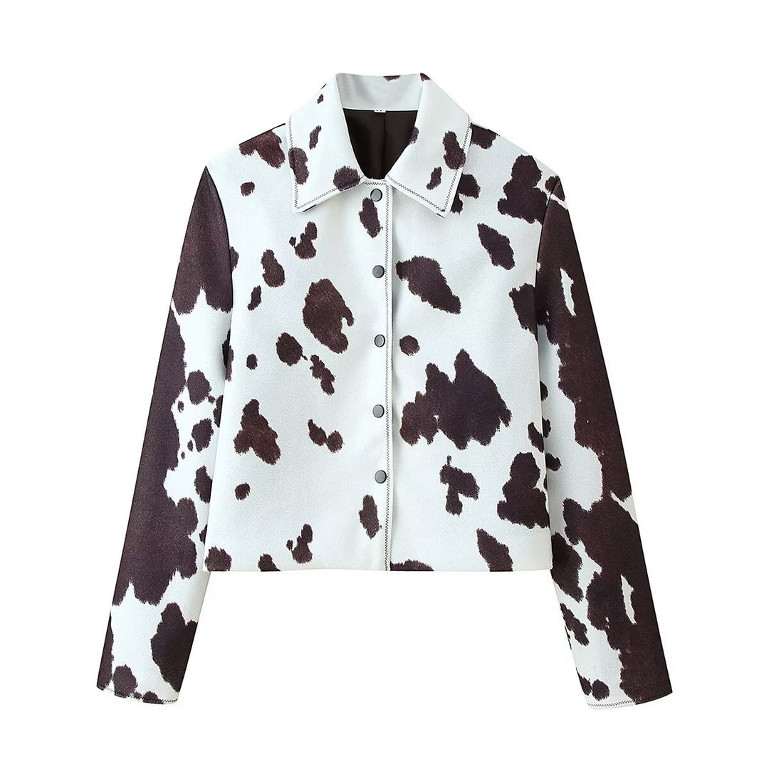 Damen modische Jacke im kreativen Kuhmotiv Drune