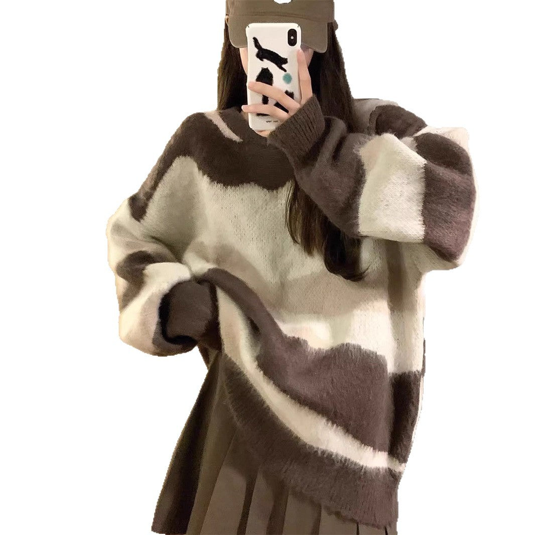 Damen Kuscheliger Oversized-Pullover mit modernen Farbverläufen Drune