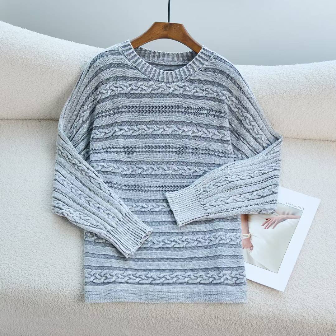Damen Strickpullover mit strukturiertem Zopf-Design und modernem Schnitt Drune