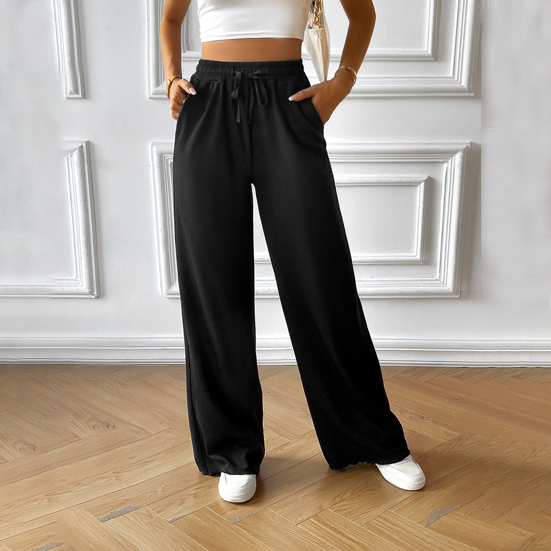 Damen weite Sommerhose mit elastischem Bund und seitlichen Eingrifftaschen Drune