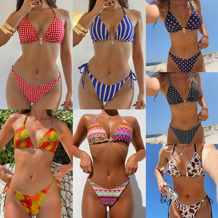 Damen Triangel-Bikini mit raffinierter Blütenapplikation Drune