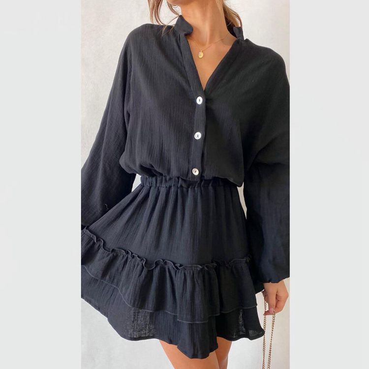 Damen Blusenkleid mit Rüschendetails und tailliertem Schnitt Drune