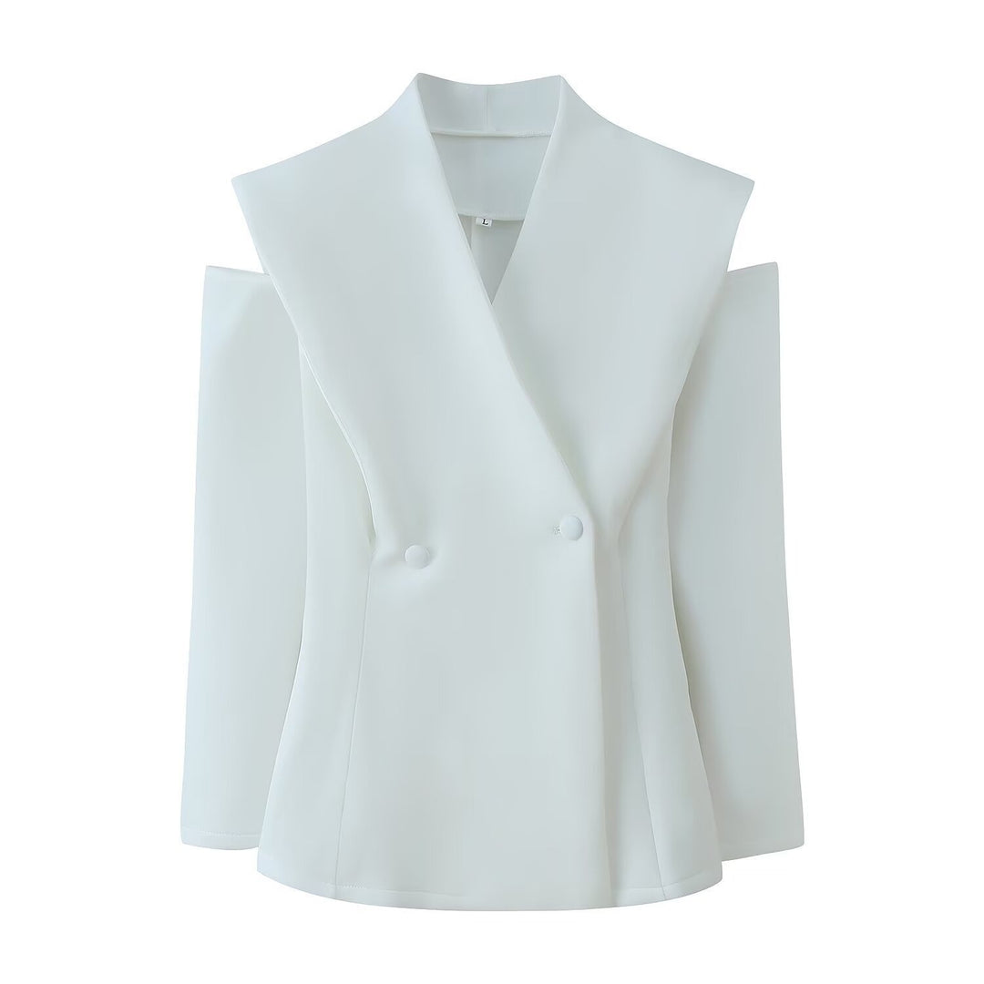 Damen elegante Blazerjacke mit modernem Schnitt und außergewöhnlichem Kragen Drune