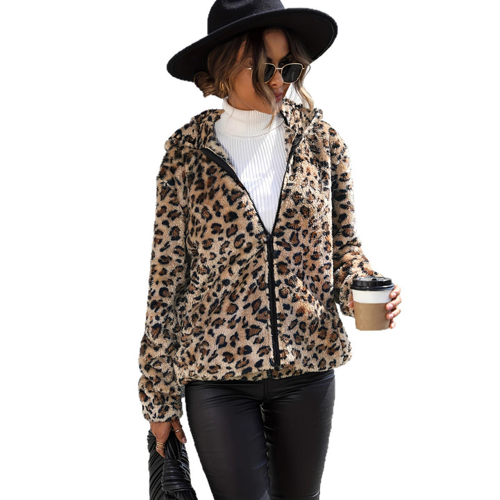 Damen Fleecejacke mit Leopardenmuster und praktischem Reißverschluss Drune