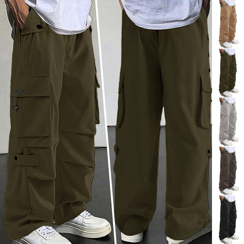 Herren nan baggy Cargohose mit utilitarischen Klapptaschen, Kordelzugbund und verstärkten Nähten Drune