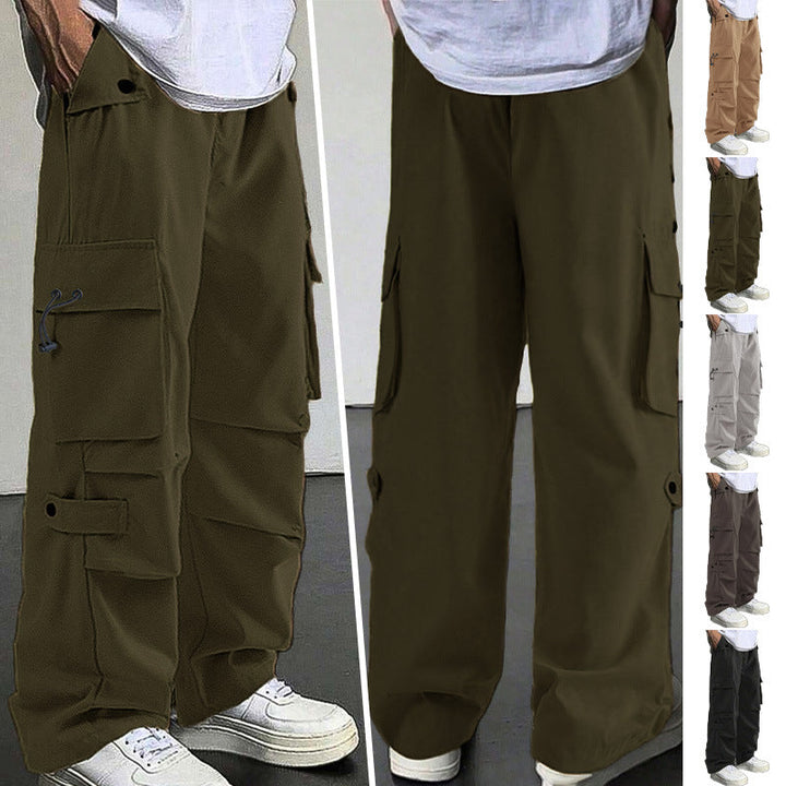 Herren nan baggy Cargohose mit utilitarischen Klapptaschen, Kordelzugbund und verstärkten Nähten Drune
