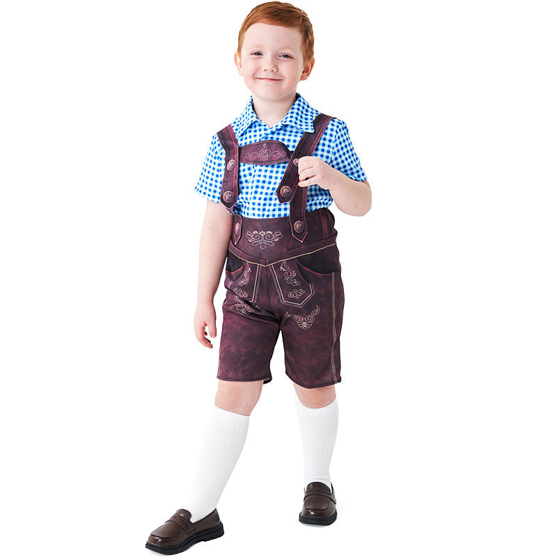 Herren nan kurze Trachtenlederhose mit verstellbaren Trägern und traditioneller Stickerei Drune