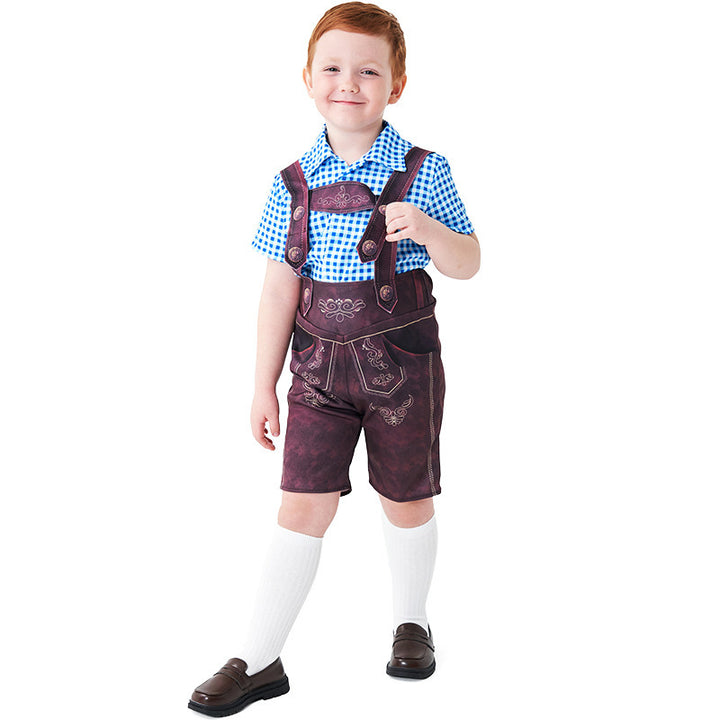 Herren nan kurze Trachtenlederhose mit verstellbaren Trägern und traditioneller Stickerei Drune