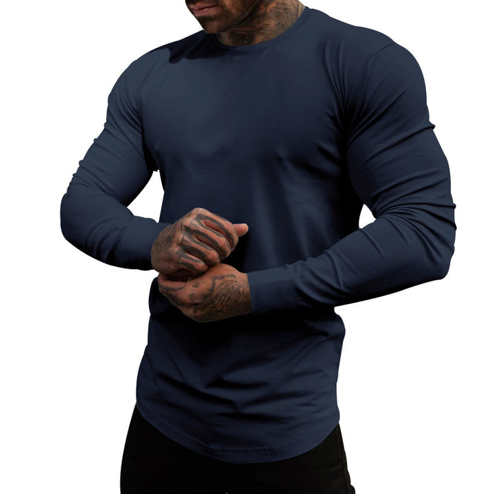 Herren Langarmshirt aus weichem, elastischem Baumwollmix mit Rundhalsausschnitt Drune