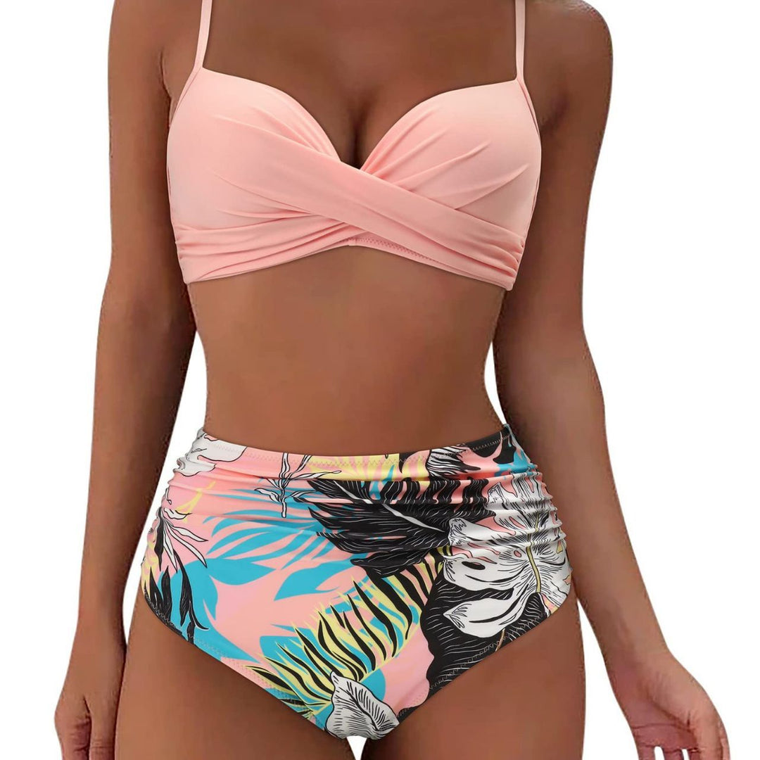Frau Hochtailliertes verdrehtes Bikini-Set Drune