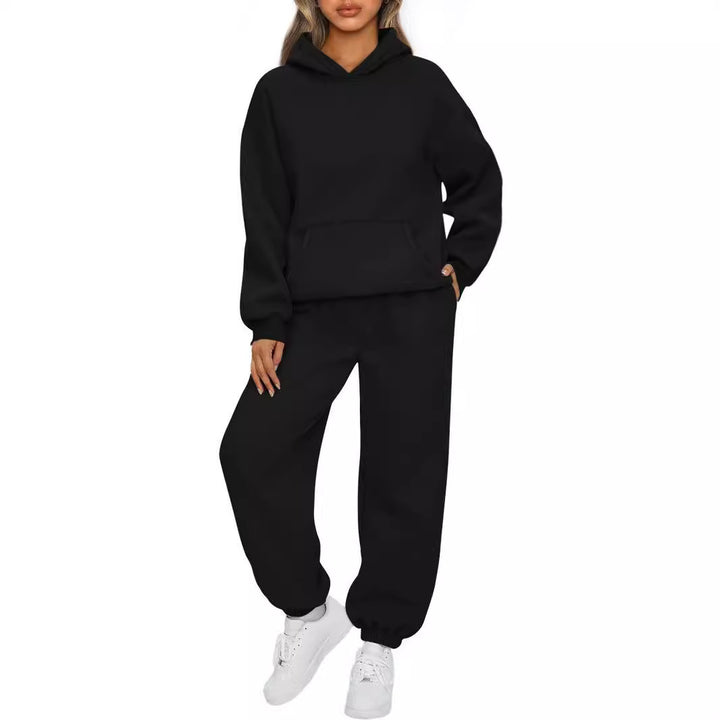 Damen nan oversized Kapuzen-Loungewear-Set mit Kängurutasche und elastischem Knöchelabschluss Drune