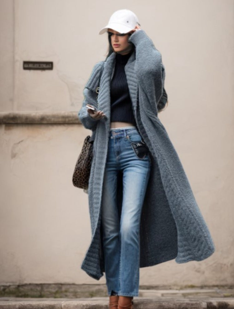 Damen Großer Strickmantel mit voluminösen Ärmeln und modernem Schnitt Drune