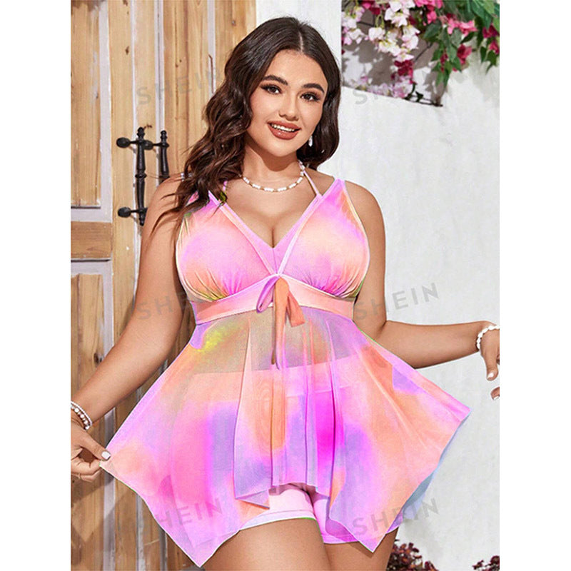 Damen Bikiniset mit fließendem Überwurf und verstellbaren Trägern Drune