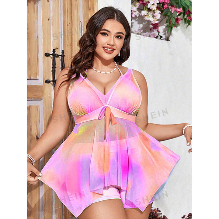 Damen Bikiniset mit fließendem Überwurf und verstellbaren Trägern Drune