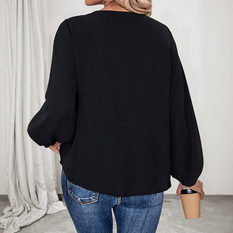 Damen elegante Bluse mit tierischem Muster und lässigem Schnitt Drune