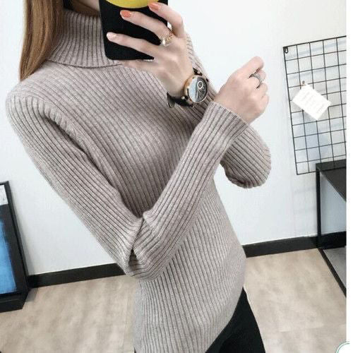Damen Hochwertiger Rollkragenpullover mit Rippstruktur Drune