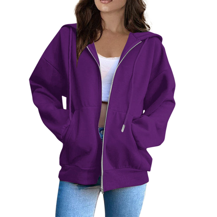 Damen Oversized Kapuzenjacke mit durchgehendem Reißverschluss und praktischen Taschen Drune