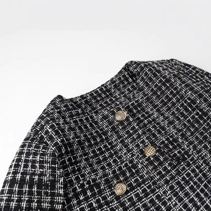 Damen Tweed-Jacke mit goldenen Knöpfen Drune