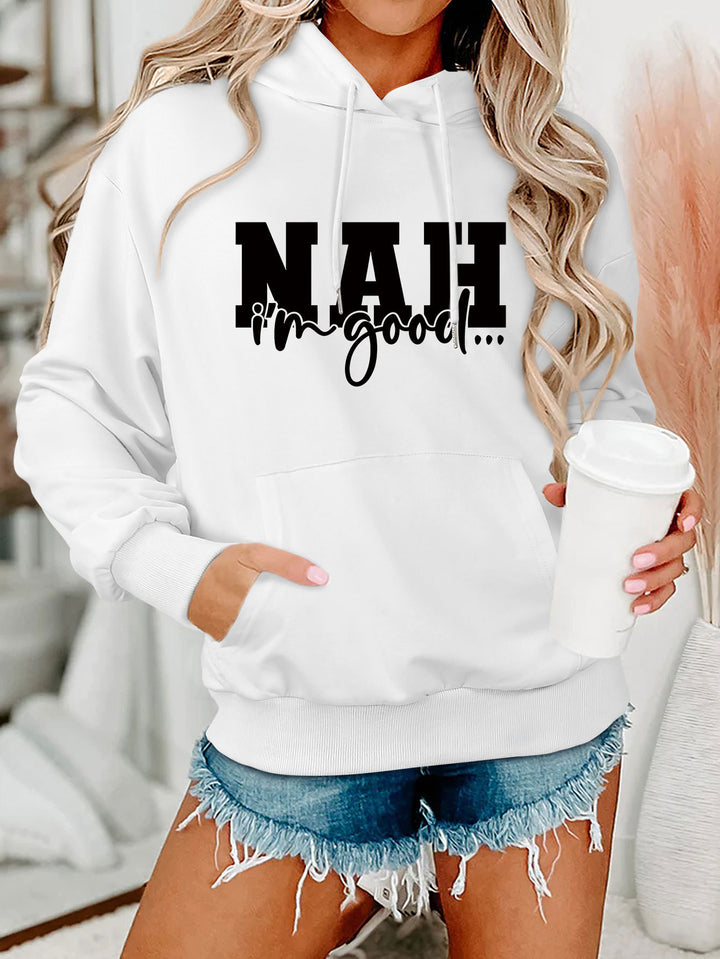 Damen Kapuzenpullover mit motivierendem Schriftzug und bequemer Passform Drune