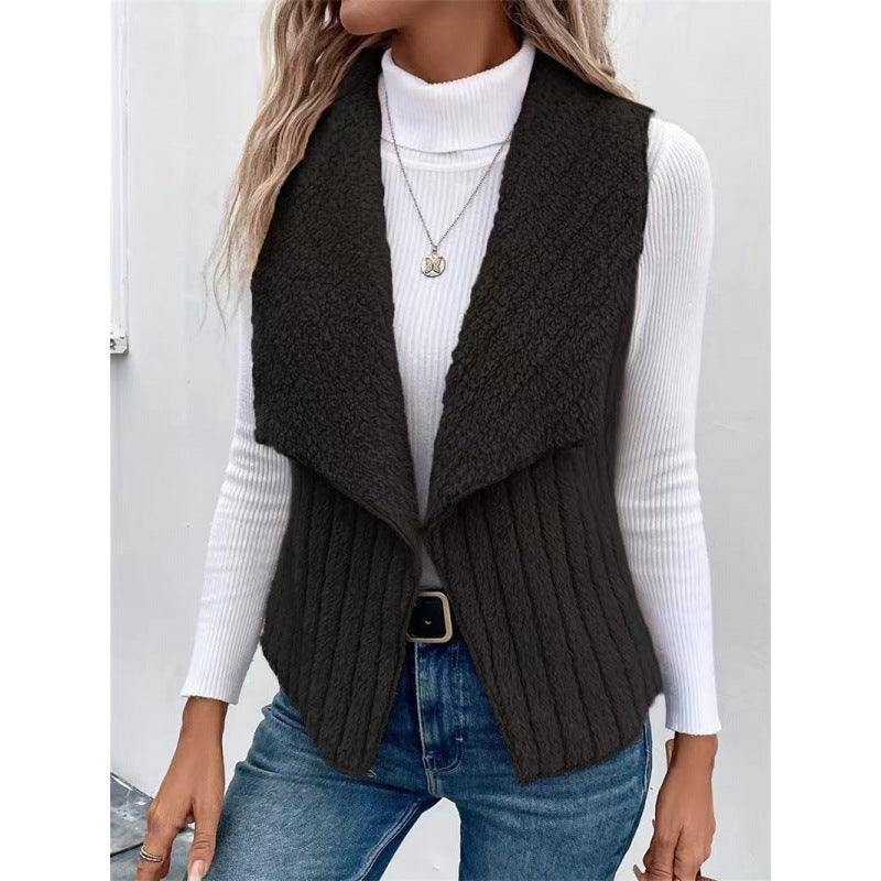 Damen Kuschelige Weste mit asymmetrischem Schnitt und hohem Kragen Drune