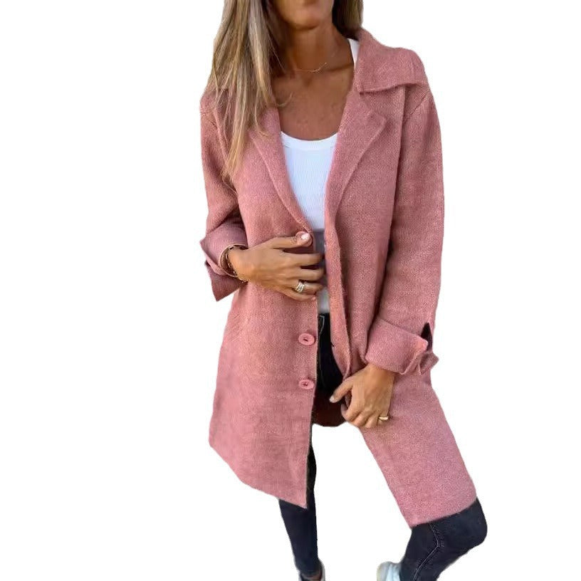 Damen kuscheliger Wollmantel mit eleganten Knopfdetails Drune
