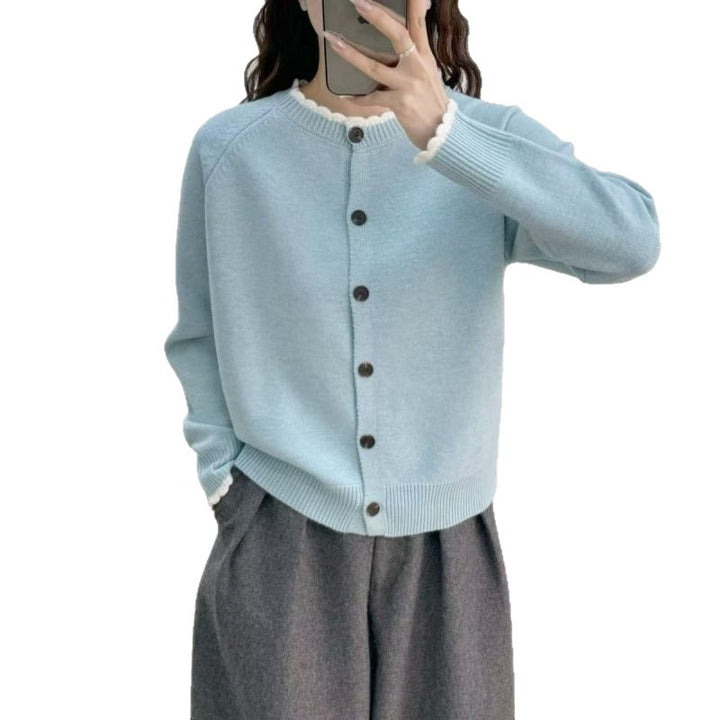 Damen kuschelige Strickjacke mit Rippdetail und Knopfverschluss Drune