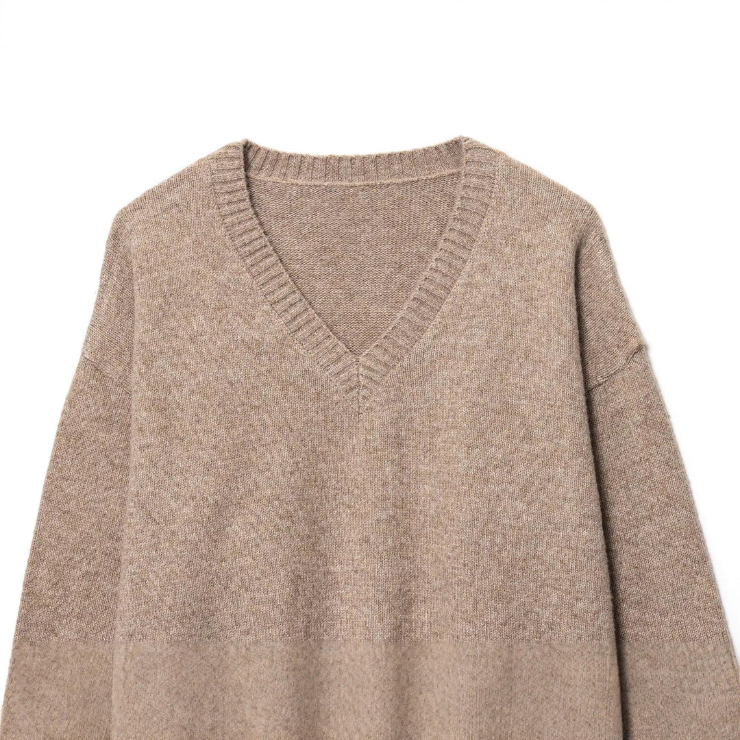 Damen Strickpullover mit V-Ausschnitt und weitem Schnitt Drune