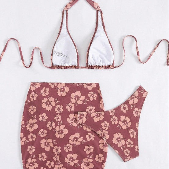 Damen Triangel-Bikini-Set mit modischem Wickelrock Drune