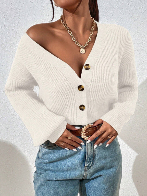 Damen Strickjacke mit strukturiertem Schnitt und dekorativen Knöpfen Drune
