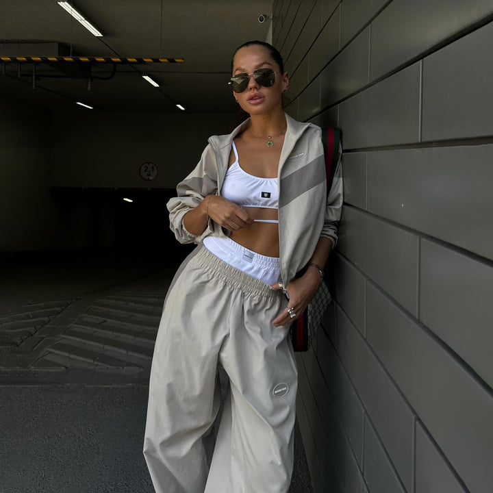 Damen lässige Freizeithose mit weitem Schnitt und elastischem Bund Drune