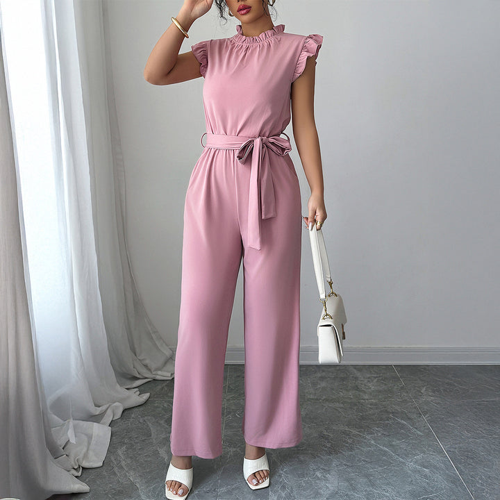 Damen Eleganter Jumpsuit mit Rüschendetails und Rückenausschnitt Drune