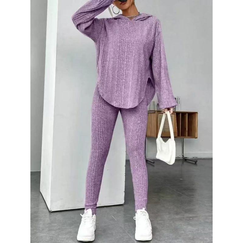 Damen Bequemes Lounge-Set mit Kapuze und schmalen Hosen Drune