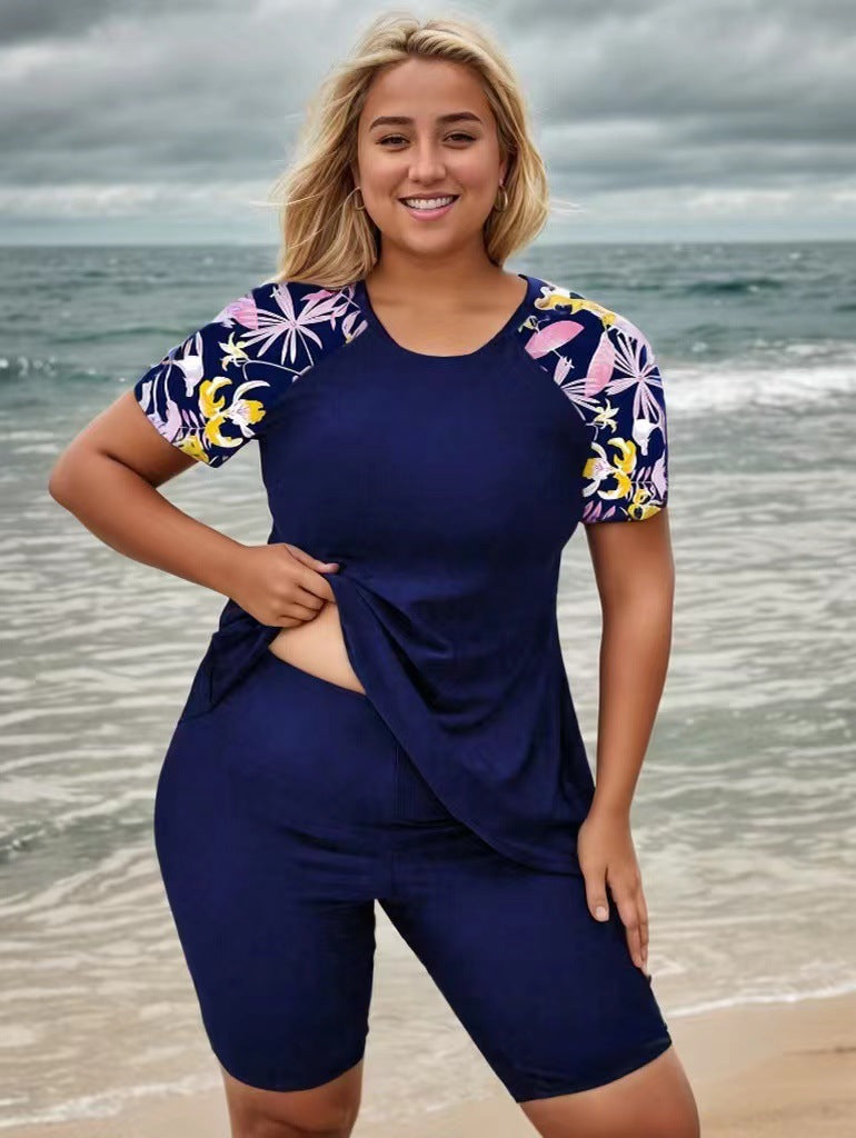 Damen Sportliches Kurzarm-Tops und Radlerhose Set Drune