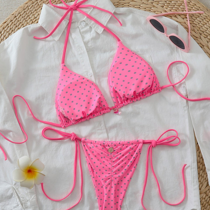 Damen Triangel-Bikini mit verspielten Punkten und verstellbaren Trägern Drune