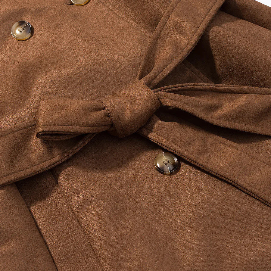 Damen eleganter Trenchcoat mit doppelter Knopfleiste und Gürtel Drune