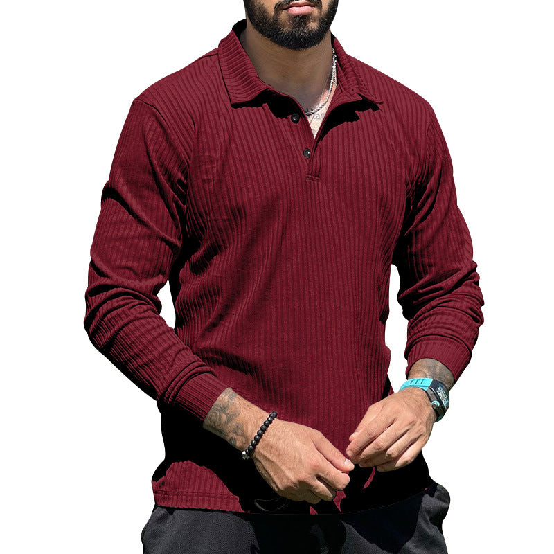 Herren langer Strickpullover mit strukturiertem Design und Knopfleiste Drune