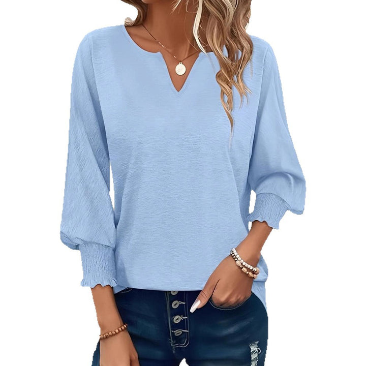 Damen lässiges Blusenshirt mit elastischen Ärmelbündchen Drune