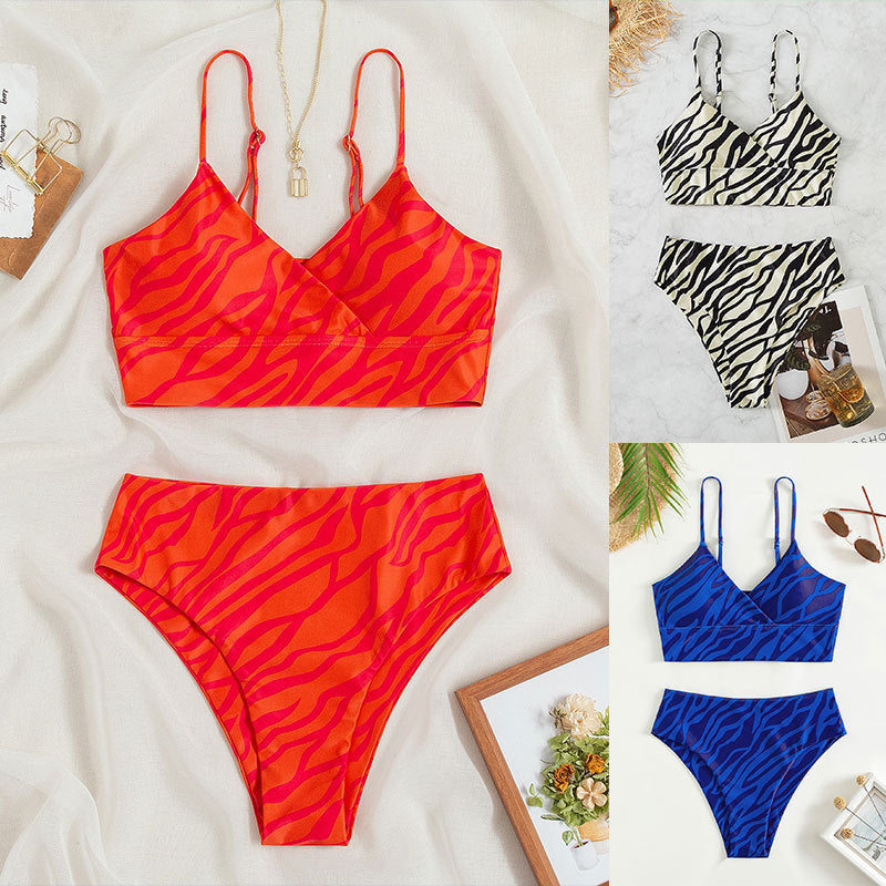 Damen Bikini-Set mit modernem Wickeldesign und hohem Beinausschnitt Drune