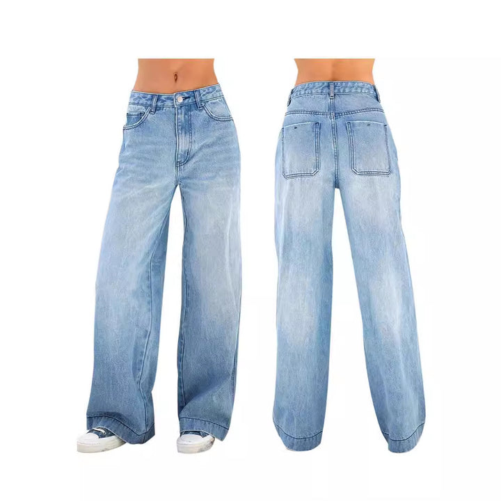Damen weite Jeans mit hohem Bund und lässigem Schnitt Drune