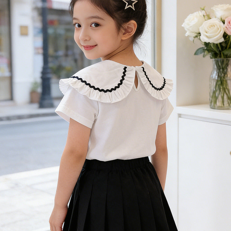 Mädchen Bluse mit Rüschensaum und floralem Design Drune