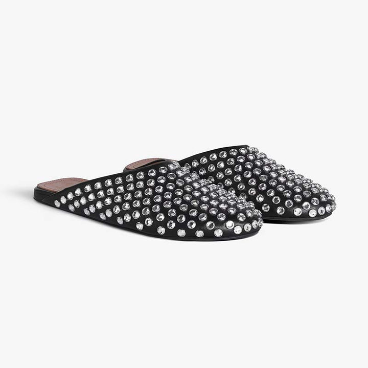 Damen mit Strass verzierten Slide Mules Drune